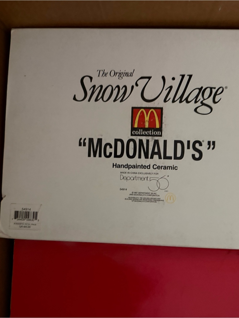 Snow Village McDonald's Handpainted Ceramic Collector Piece - White and Red
